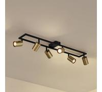 Lindby Bravius ceiling spotlight, brass, 6-bulb, iron