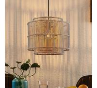 Lindby Bridga pendant light, Ø 35 cm, black, bamboo