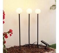 Lindby Brindley LED solar light, set of 3, black, glass