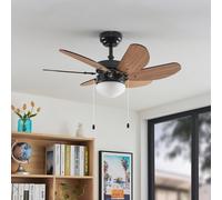 Lindby ceiling fan Minja, black, quiet, 78 cm, E14