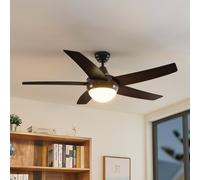 Lindby ceiling fan with light Auraya, quiet, black