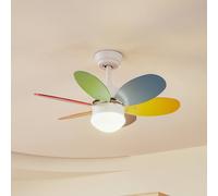 Lindby Colourful Kids Ceiling Fan with Light and Remote, 15W 77cm 3 Speeds 6 Coloured Blades Silent Bedroom Modern Quiet for Children’s Room Kitchen Living
