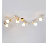 Lindby ceiling lamp Elaina, 180cm, 6-bulb, brass, glass, E14