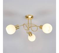 Lindby ceiling lamp Elaina, Ø52cm, 3-bulb, brass, glass, E14