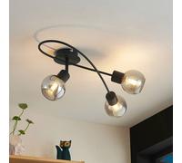 Lindby ceiling lamp Elaina, 54 cm, 3-bulb, black/smoke, E14
