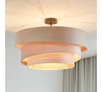 Lindby ceiling lamp Jusari, cream, textile, Ø 56 cm, E27