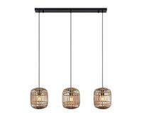 Lindby Ceiling Light 'Canyana' dimmable in Brown Made of Wood for e.g. Living Room & Dining Room (3 Light Sources, E27) from Pendant Lighting, lamp, Hanging lamp, lamp, Ceiling lamp, Hanging Light