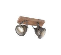 Lindby Ceiling Light Farovi dimmable (Industrial Design) in Black Made of Wood for e.g. Living Room & Dining (2 Light Sources, GU10) from floodlight Spotlight
