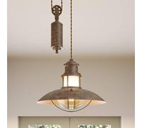 Lindby Louisanne pendant light, adjustable, brown, Ø 35 cm