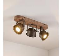 Lindby ceiling spotlight Rubinjo, 45 cm, 3-bulb, wood, GU10