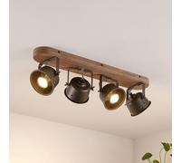 Lindby Rubinjo 4-leaf downlight, wood, metal