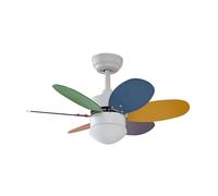 Lindby Colourful Kids Ceiling Fan with Light and Remote, 15W 77cm 3 Speeds 6 Coloured Blades Silent Bedroom Modern Quiet for Children’s Room Kitchen Living
