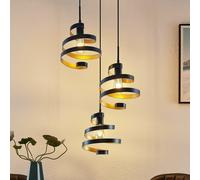 Lindby Colten pendant light, Ø 50 cm, 3-bulb, black, gold