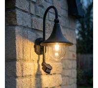 Lindby outdoor wall light Daphne, black, sensor, metal, E27