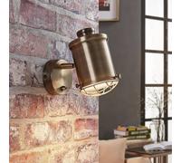 Lindby Dimmable Ebbi LED wall spotlight, antique brass