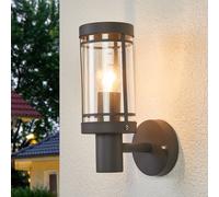 Lindby outdoor wall lamp Djori, dark grey, stainless steel, E27