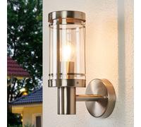 Lindby outdoor wall lamp Djori, aluminium coloured, stainless steel, E27