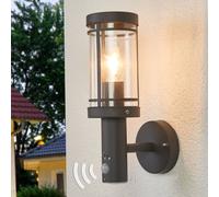 Lindby Djori outdoor wall lamp, sensor, anthracite, stainless steel