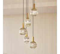 Lindby Doroteo pendant light, 5-bulb, grey, glass