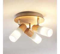 Lindby Ceiling Light Christoph dimmable in Brown Made of Wood for e.g. Living Room & Dining (3 Light Sources, E14) from floodlight Spotlight