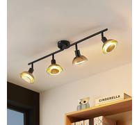 Lindby downlight Erin, black/gold, 4-bulb, glass