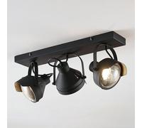 Ceiling Light 'Henega' dimmable (Industrial Design) in Black Made of Metal for e.g. Living Room & Dining Room (3 Light Sources, GU10) from Lindby | floodlight, Spotlight