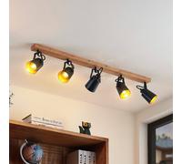 Lindby downlight Kimban, 5-bulb, 106 cm, wood, metal