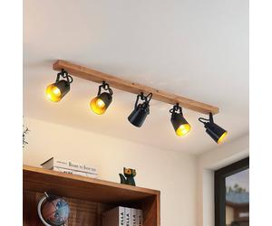 Lindby downlight Kimban, 5-bulb, 106 cm, wood, metal