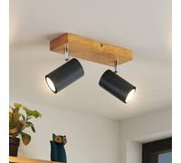 Lindby downlight Maniva, 26cm, 2-bulb, black, GU10