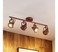 Ceiling Light 'Scabra' dimmable (Industrial Design) in Brown Made of Metal for e.g. Living Room & Dining Room (4 Light Sources, GU10) from Lindby | floodlight, Spotlight