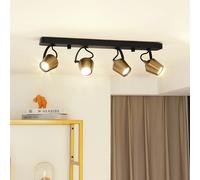 Lindby downlight Sylveria, 4-bulb, black/gold, iron