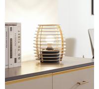 Lindby Ediz table lamp, black, wood, 25 cm high, E27