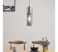 Lindby Eleen pendant light, smoked glass cylinder