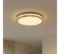 Lindby LED ceiling lamp Emiva, 50cm, CCT, remote control, wood