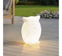 Lindby Errol LED rechargeable light, owl, white, RGBW, IP54