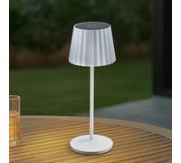 Lindby Esali LED rechargeable table lamp, white, grooves, 29 cm