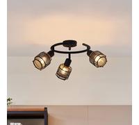 Lindby Eudoria ceiling lamp 3-bulb black/gold