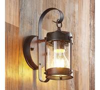 Lindby Farly outdoor wall light, rust-brown aluminium, 17cm