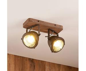 Lindby Farovi downlight, black, 27 cm, 2-bulb, GU10