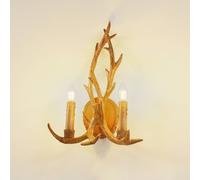 Lindby Fibi wall light, brown, antlers, 2-bulb, E14