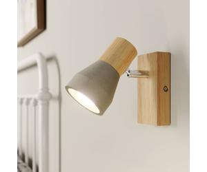 Lindby Filiz spotlight, 12 cm high, wood, concrete, E14