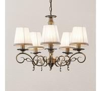 Lindby Finnick chandelier, antique brass, 5-bulb, E14