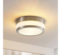 Lindby ceiling lamp Flavi, Ø 23 cm, nickel, glass, IP44, E27