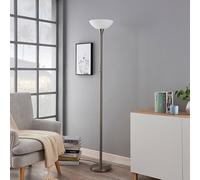 Floor Lamp 'Ignacia' (Modern) in Silver Made of Metal for e.g. Living Room & Dining Room (1 Light Source, E27) from Lindby | Standard Lamp, Uplighter