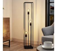 Lindby floor lamp Krisha, black, metal, 3-bulb, E27