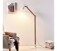 Lindby floor lamp Shivanja, wood, adjustable, 146 cm, E27
