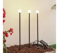 Lindby Freydis LED solar light, set of 3, black, 2,000 K