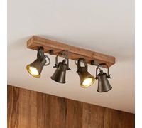 Lindby Grandesa downlight, 35 cm, 4-bulb, wood, metal
