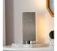 Lindby Grey table lamp Ronja with a chrome base
