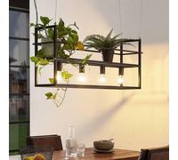 Lindby pendant light Grisela, shelf, black, metal, 120 cm